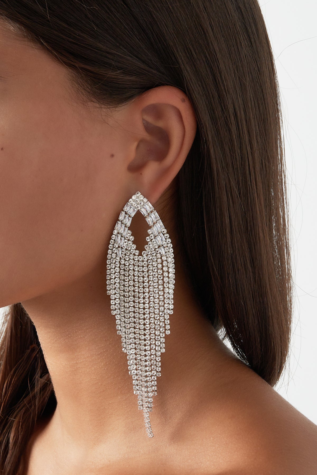 Silberne elegante Bling-Bling-Ohrringe