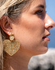 Be-Lovely | Grote Glitter Gouden Harten Statement Oorbellen