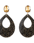 Be-Lovely | Grote Zwarte Druppeloorbellen met Gouden Glitter Accent