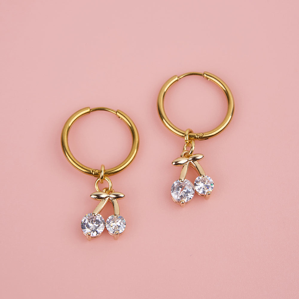 Bling bling kersjes middelgrote oorringen - handgemaakt