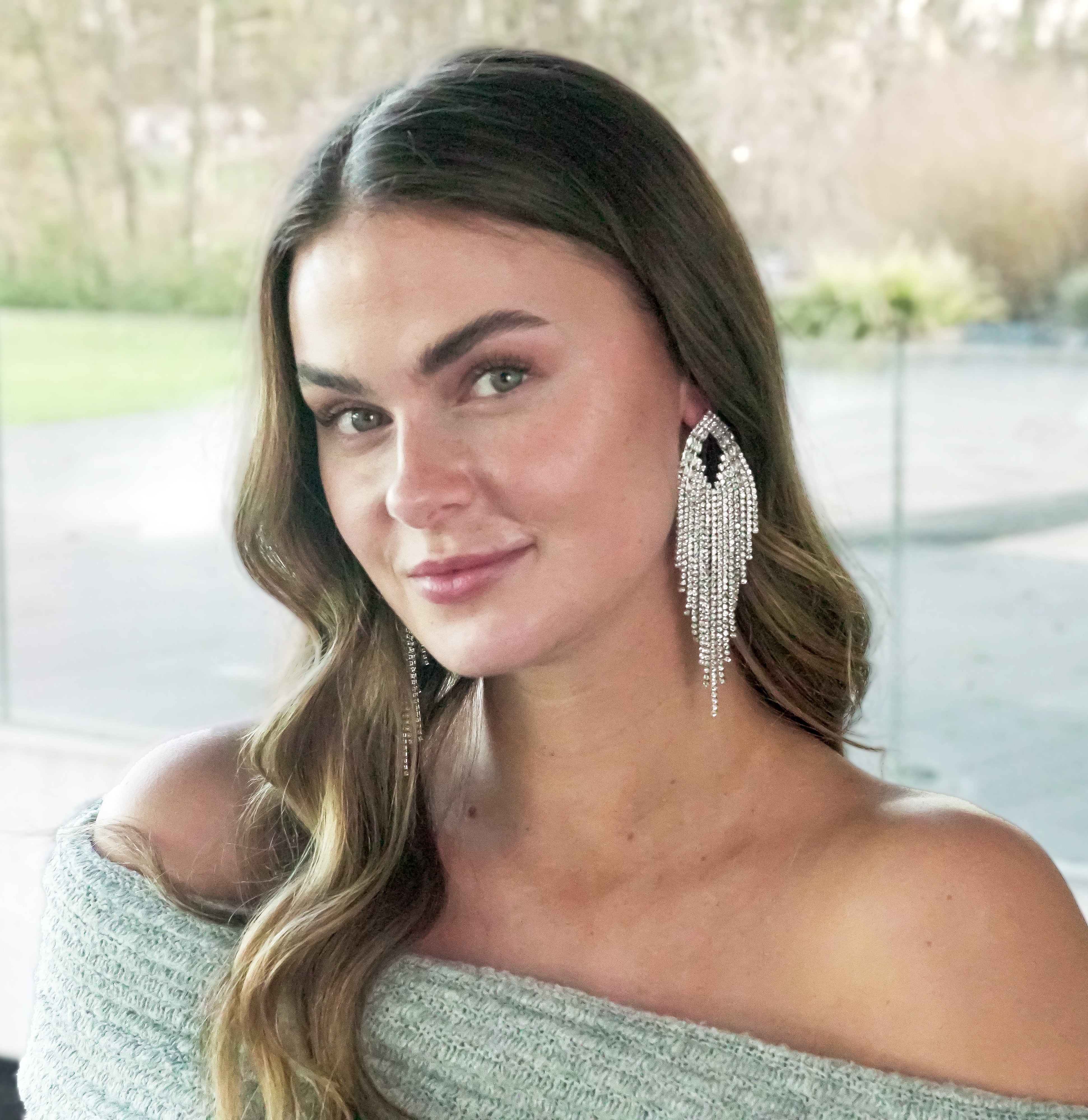 Silberne elegante Bling-Bling-Ohrringe