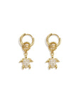 Gouden oorringetjes stainless steel met schildpad en steentjes