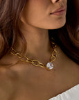 Grove schakelketting met bling bling steen