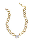 Grove schakelketting met bling bling steen