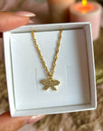 Ketting met bling bling strikje - handgemaakt