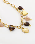Schakelketting met gouden en bruine hartjes