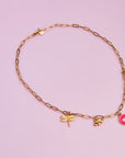 Be Lovely | Handgemaakte Schakelketting met Dieren Bedels - Roestvrij Staal, Lengte 44cm