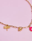 Be Lovely | Handgemaakte Schakelketting met Dieren Bedels - Roestvrij Staal, Lengte 44cm