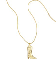 Goudkleurige lange stainless steel ketting met cowboylaars hanger