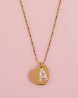 Initialen bling bling ketting met hart