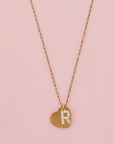 Initialen bling bling ketting met hart