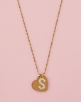 Initialen bling bling ketting met hart