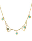 Be-Lovely | Schattige Gouden Stainless Steel Ketting met Turquoise Klavertjes Vier Bedels