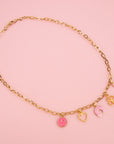 Schakelketting met roze bedels - handgemaakt