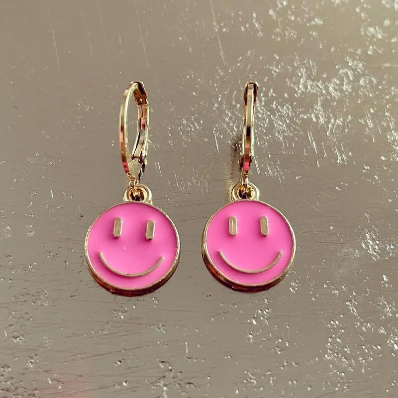 Be-Lovely | Prachtige 24k Vergulde Stainless Steel Oorringen met Roze Smilies