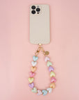 Pastel harten telefoonkoord - handgemaakt