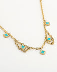 Be-Lovely | Schattige Gouden Stainless Steel Ketting met Turquoise Klavertjes Vier Bedels