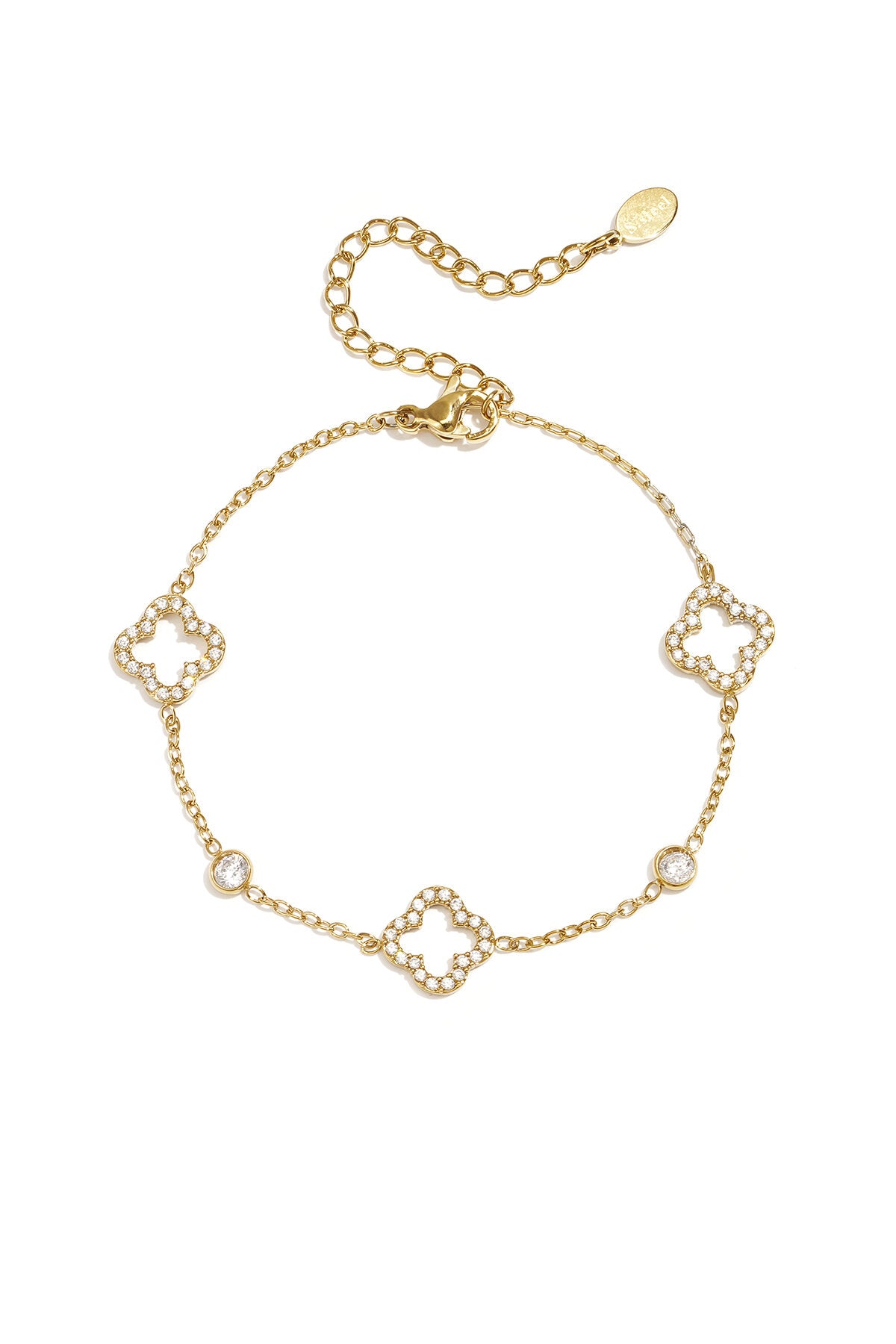 Armband met bling bling klavertjes vier