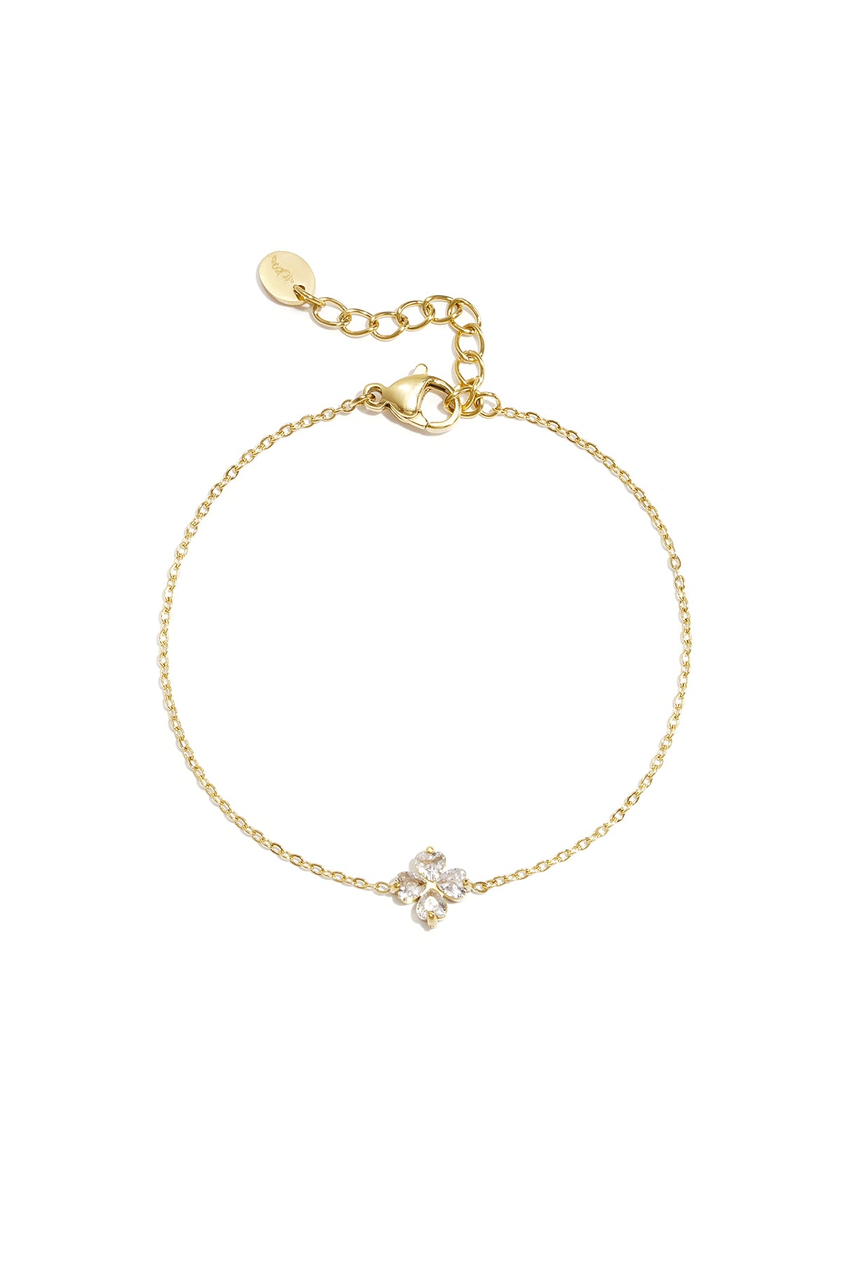 Armband met strass klavertje vier