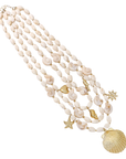 Gebroken witte kralenketting met beach bedels