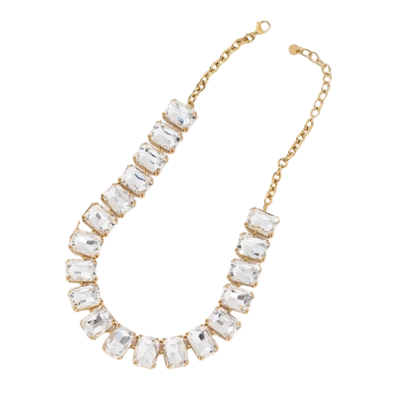 Gouden statement ketting met kristal steentjes