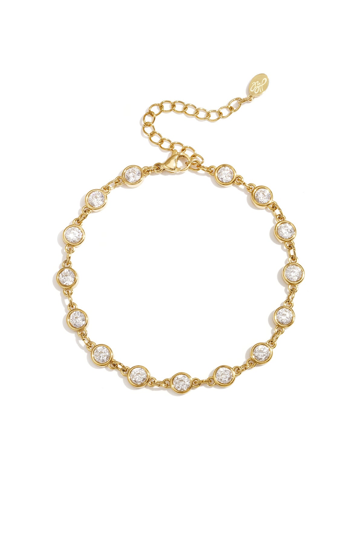 Gouden armband met ronde kristal steentjes