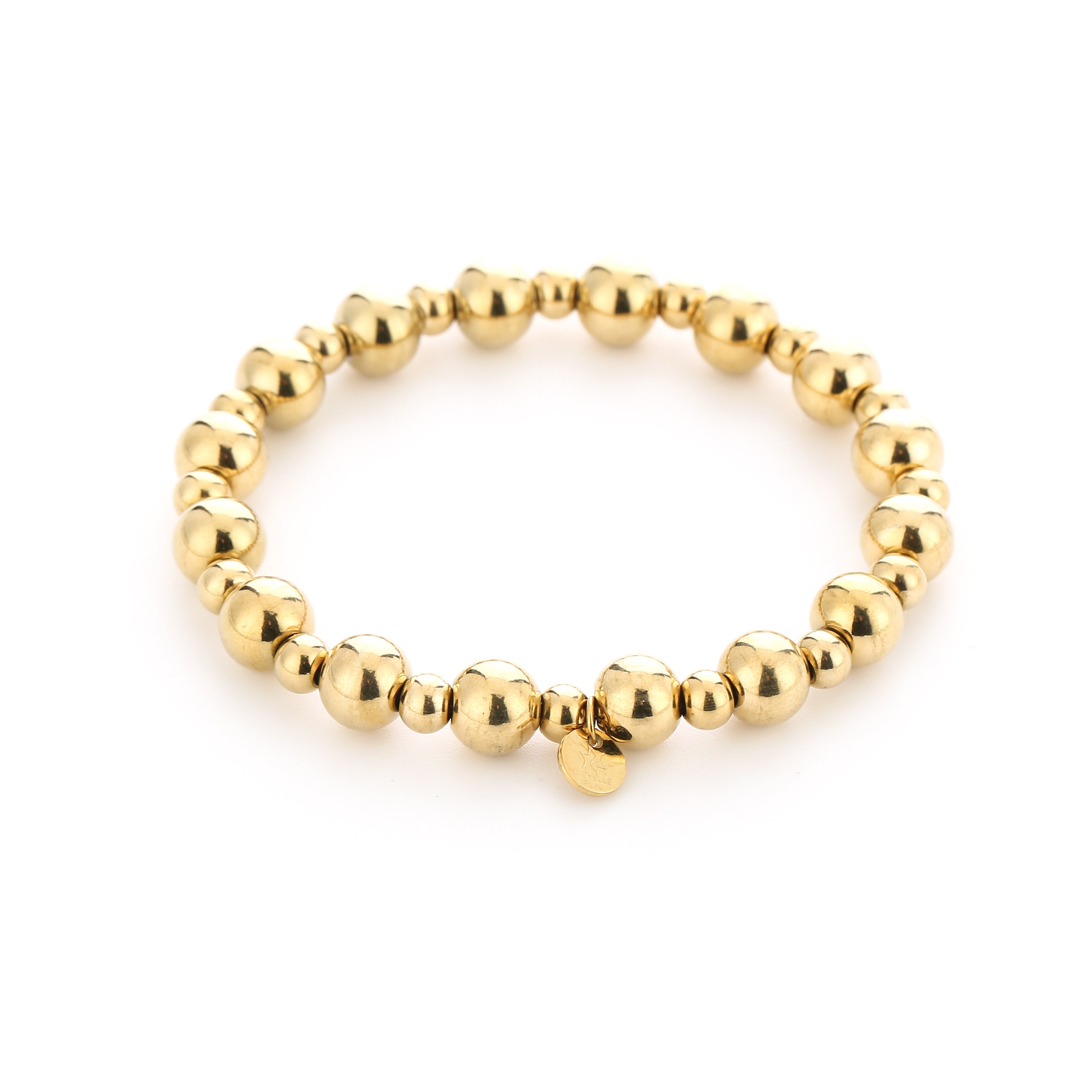 Gouden kralenarmband met grote en kleine kralen