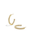 Goudkleurige stainless steel oorringen met ronde strass steentjes rondom, 2,9 x 2,9 cm.