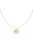 Lange ketting met bloem en pareltjes