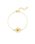 Goudkleurige stainless steel armband met grote bloem