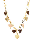 Schakelketting met gouden en bruine hartjes