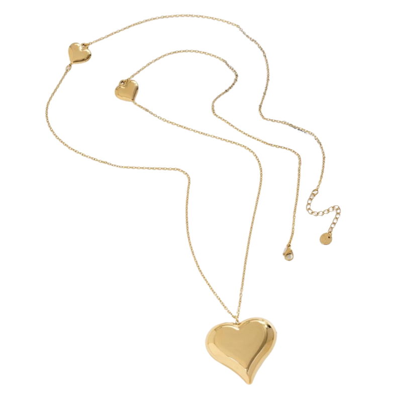 Lange gouden ketting met hartjes