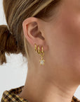 Gouden oorringetjes stainless steel met schildpad en steentjes