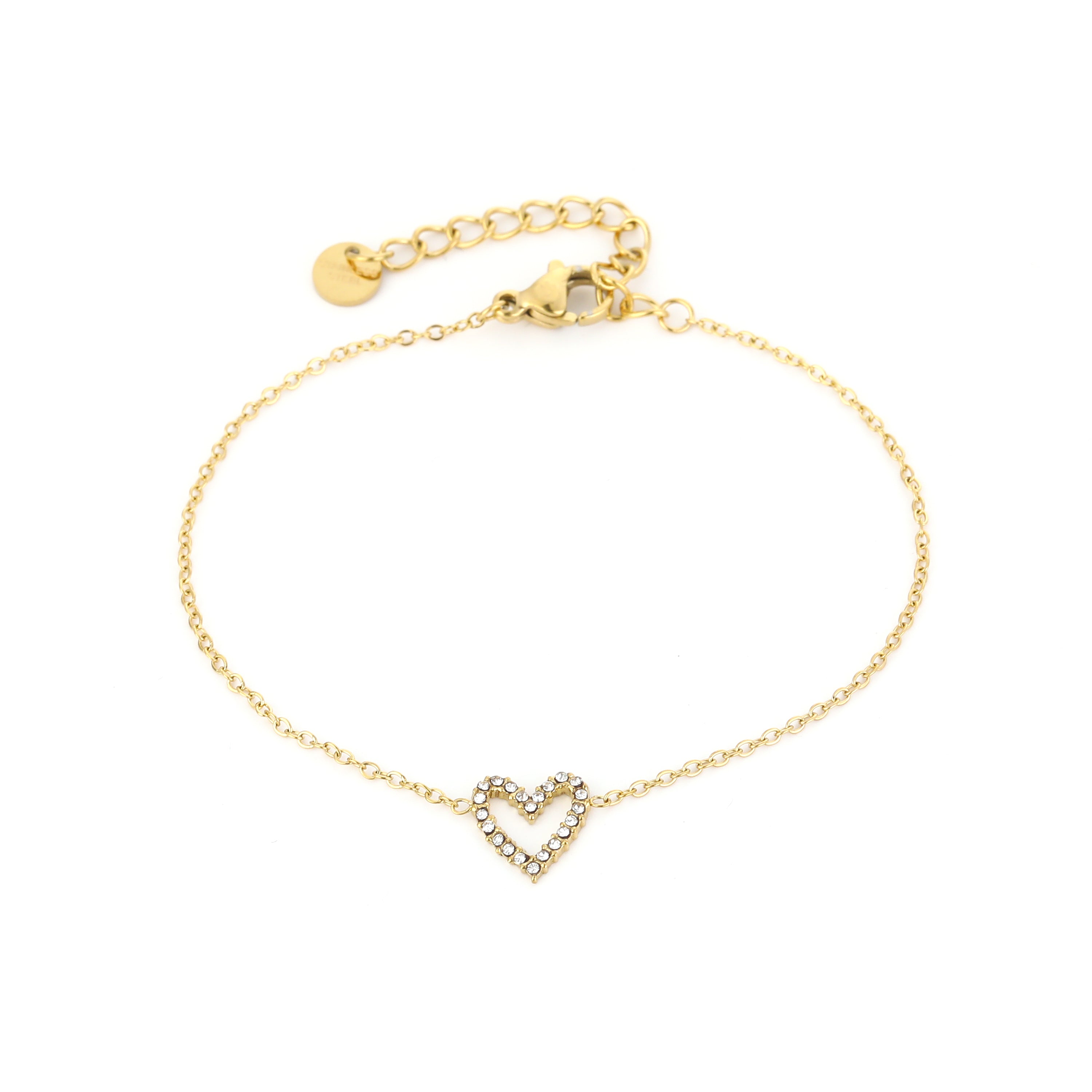 Gouden armband met sparkly hartje