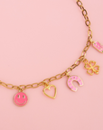 Schakelketting met roze bedels - handgemaakt