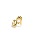 Goudkleurige verstelbare stainless steel ring met brede golvende vorm