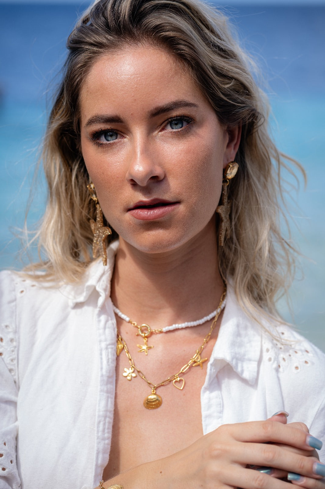 Be Lovely | Handgemaakte Beach Ketting met Gouden Bedels - Roestvrij Staal