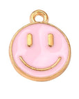 Be Lovely | Lichtroze Smiley Emaille Bedel - Nikkelvrij, Afmeting 14.5x12mm